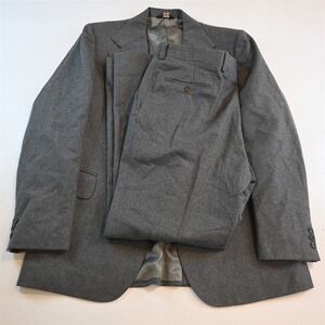Vtg USA Made 1950s 44L 36x32 Gray Flannel Wool Mens Jacket Pants Suit